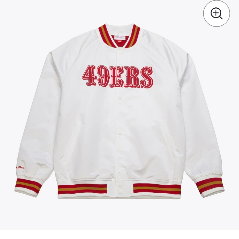 Mens Mitchell & Ness White Satin 49ers Jacket (M)